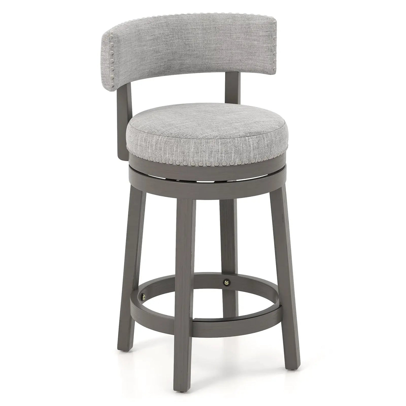 27/31 Inch Swivel Bar Stool with Upholstered Back Seat and Footrest by DirectDeals