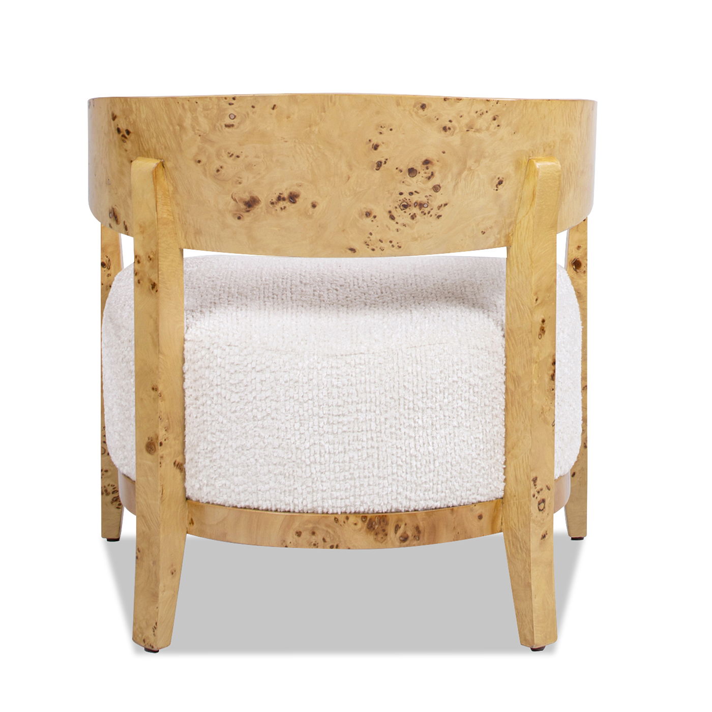 Madrid - Burl Barrel Accent Arm Chair - Seashell White by HouseOfZazla