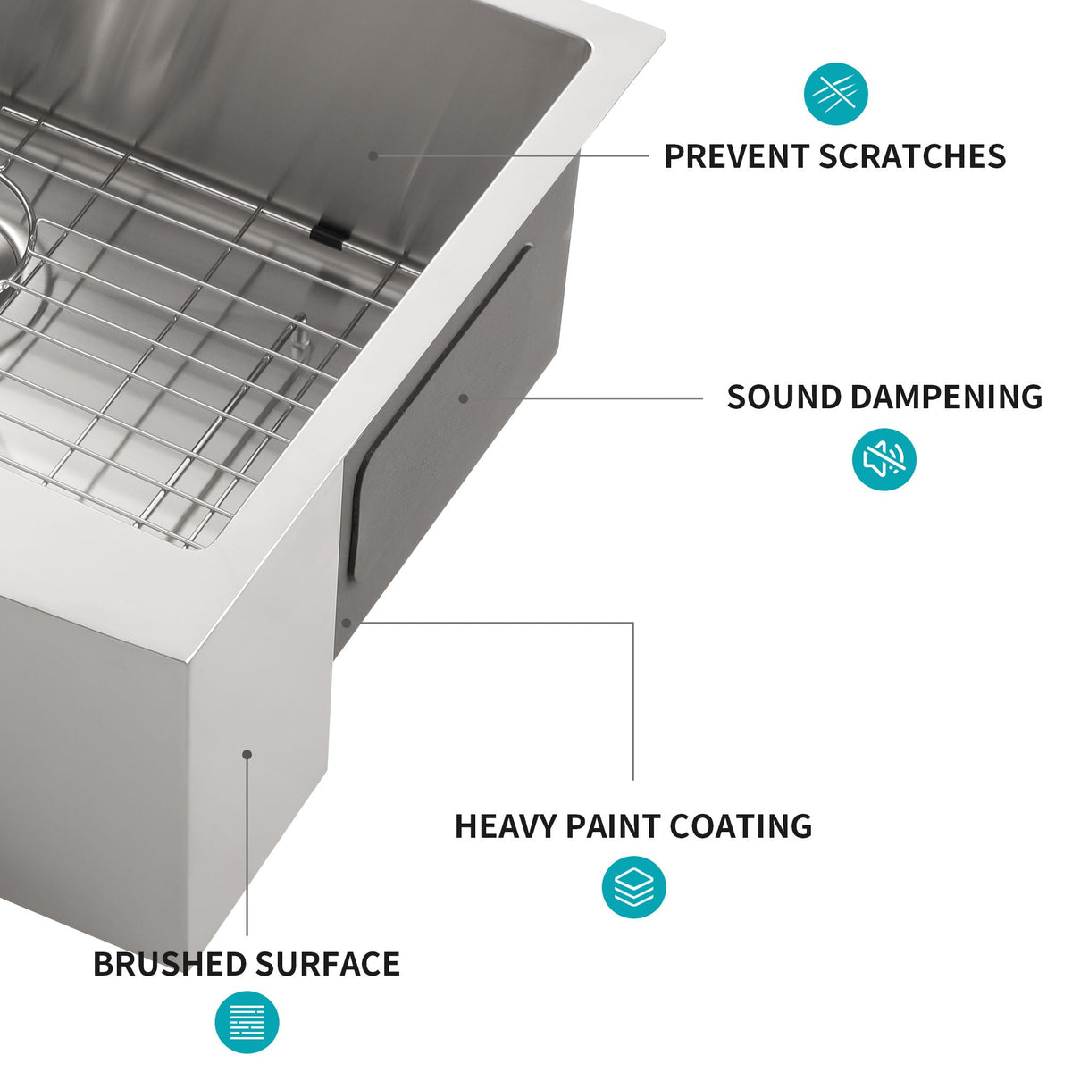 Farmhouse Kitchen Sink Stainless Steel Apron Front with Deep Single Bowl - Gray, photo 9 of 34