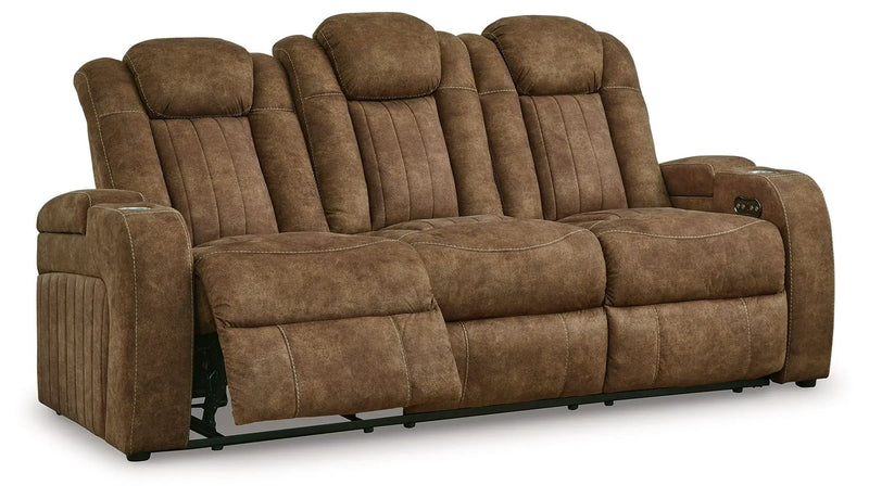 Wolfridge - 2 Pc. - Power Reclining Sofa, Power Reclining Loveseat With Console - Brindle by Unique Piece Furniture