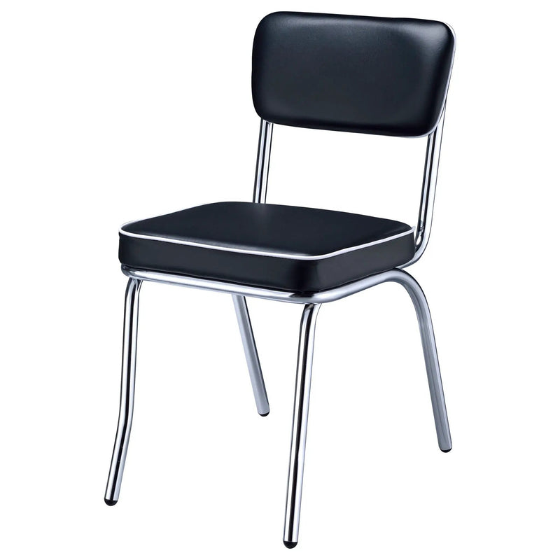 Retro Upholstered Dining Side Chair Black (Set of 2) by Unique Piece Furniture