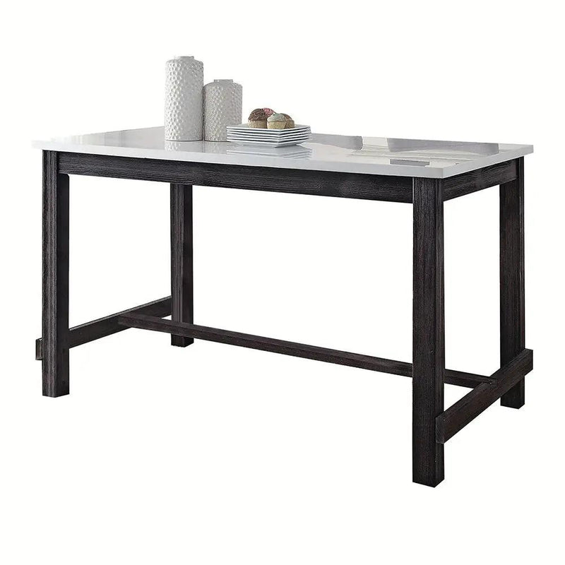 Yelena - Counter Height Table With Marble Top - Marble Top & Weathered Espresso by Unique Piece Furniture