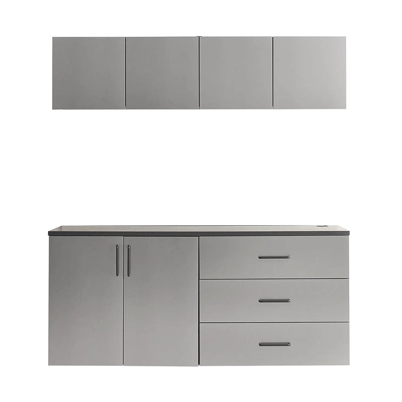 Astro Series - Garage Cabinet Set C With Soft Closing Drawers - Metallic Gray by HouseOfZazla