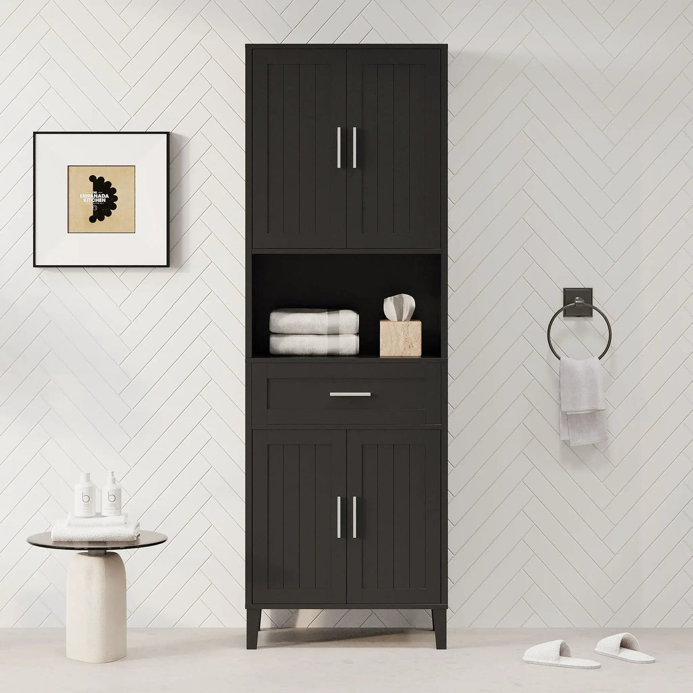 Freestanding Tall Bathroom Cabinet With Soft Close Doors And Adjustable Shelves by HouseOfZazla