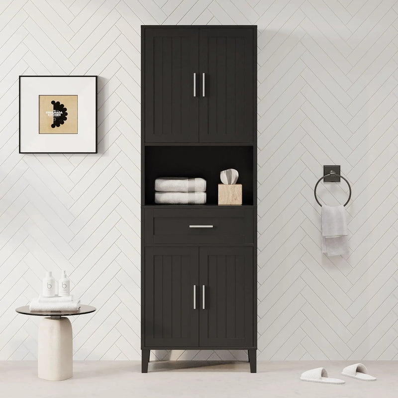 Freestanding Tall Bathroom Cabinet With Soft Close Doors And Adjustable Shelves by HouseOfZazla