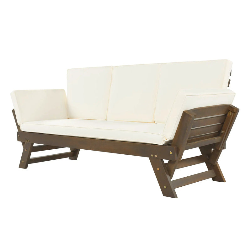 TOPMAX Outdoor Adjustable Patio Wooden Daybed Sofa Chaise Lounge by HouseOfZazla