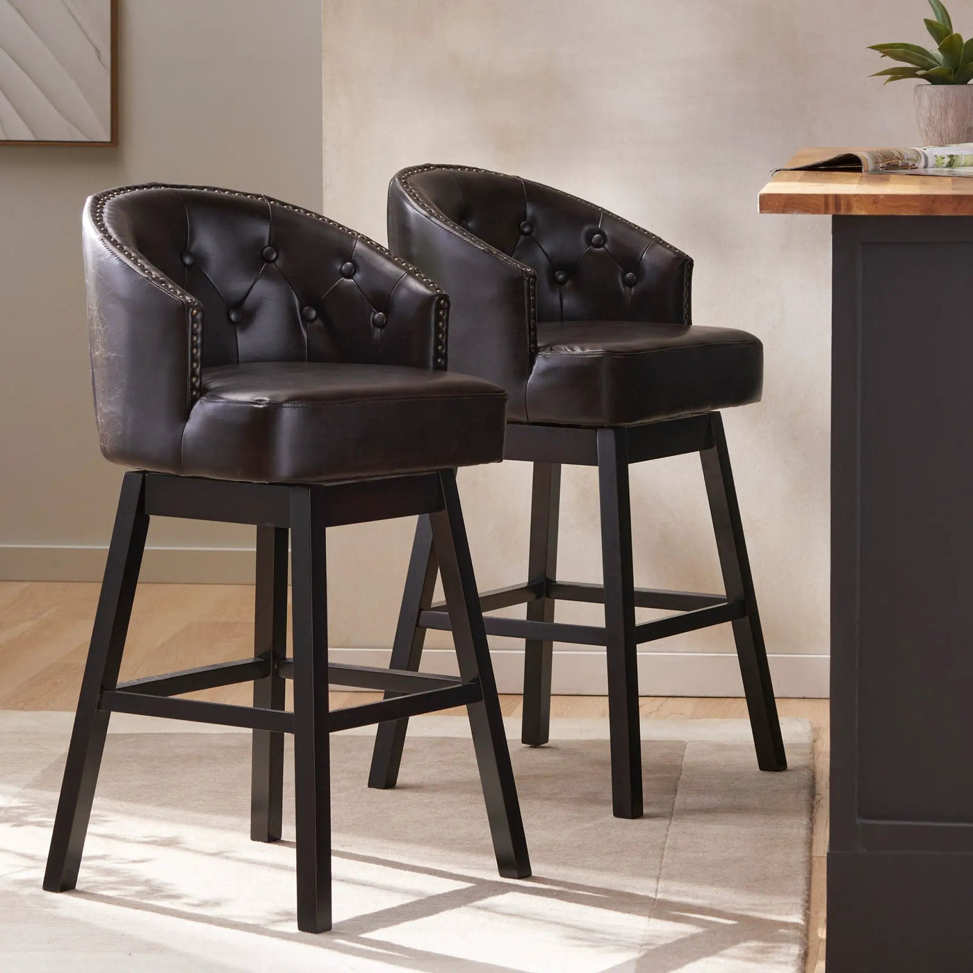 360 Degree Swivel Bar Stool With Stunning Nailhead Trim (Set of 2) by HouseOfZazla
