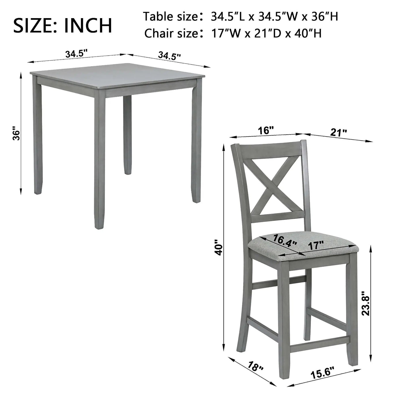 5 Piece Dining Table Set, Wooden Dining Square Table Set For 4 by HouseOfZazla