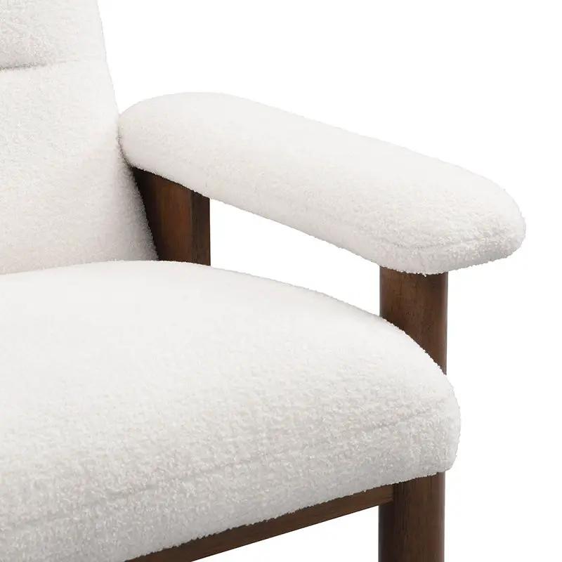 Modern Accent Chair With Ottoman, Mid Century Lounge Chair With Footrest, Comfy Fabric Armchair Upholstered Set With Solid Wood Frame For Living Room - White by HouseOfZazla