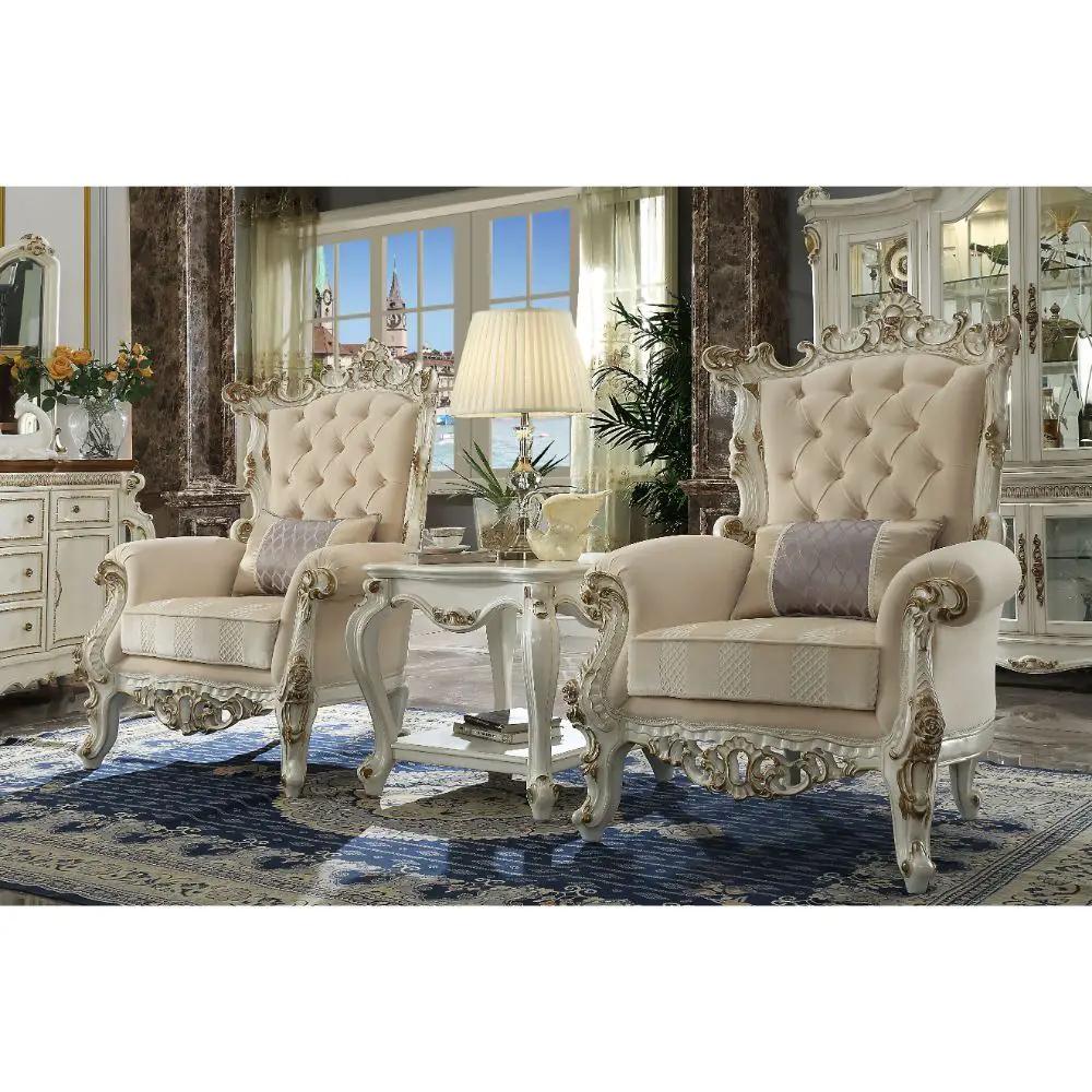 Picardy II - Accent Chair With Pillow - Fabric & Antique Pearl by Unique Piece Furniture