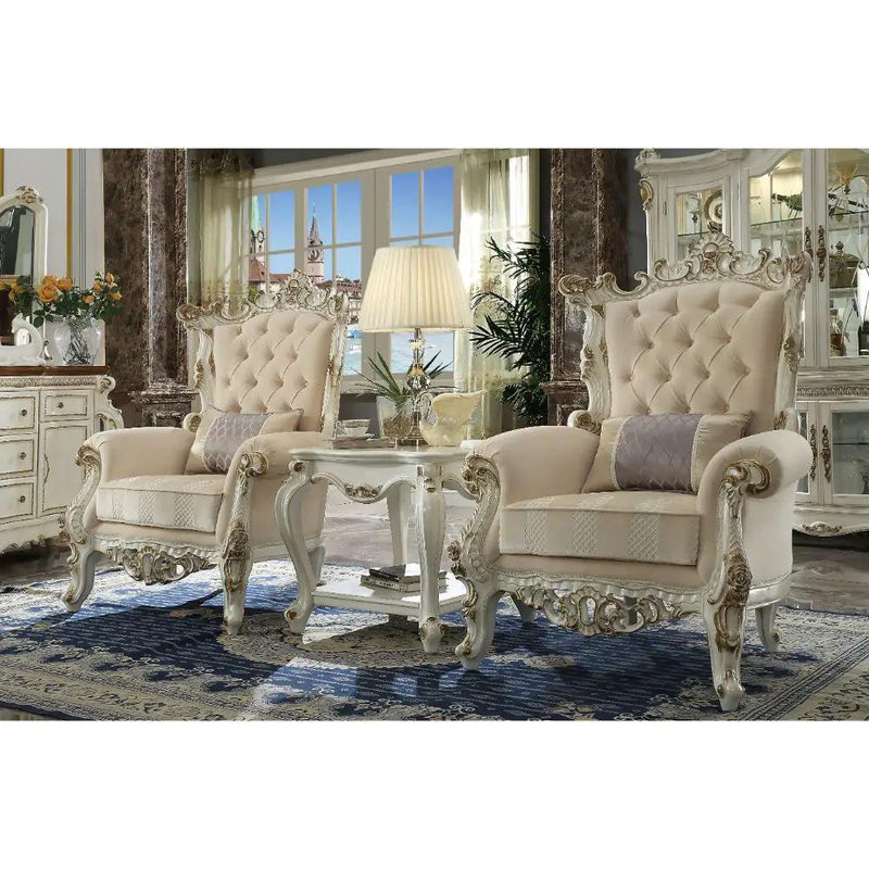 Picardy II - Accent Chair With Pillow - Fabric & Antique Pearl by Unique Piece Furniture
