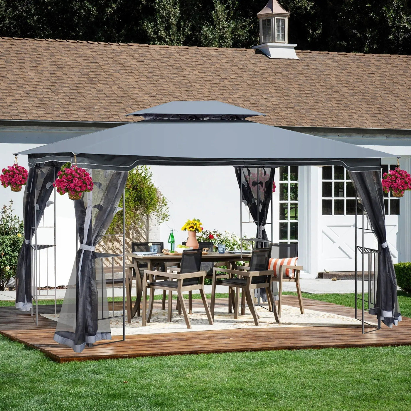 Patio Gazebo Tent With Ventilated Double Roof And Mosquito Net For Backyard Or Garden by HouseOfZazla
