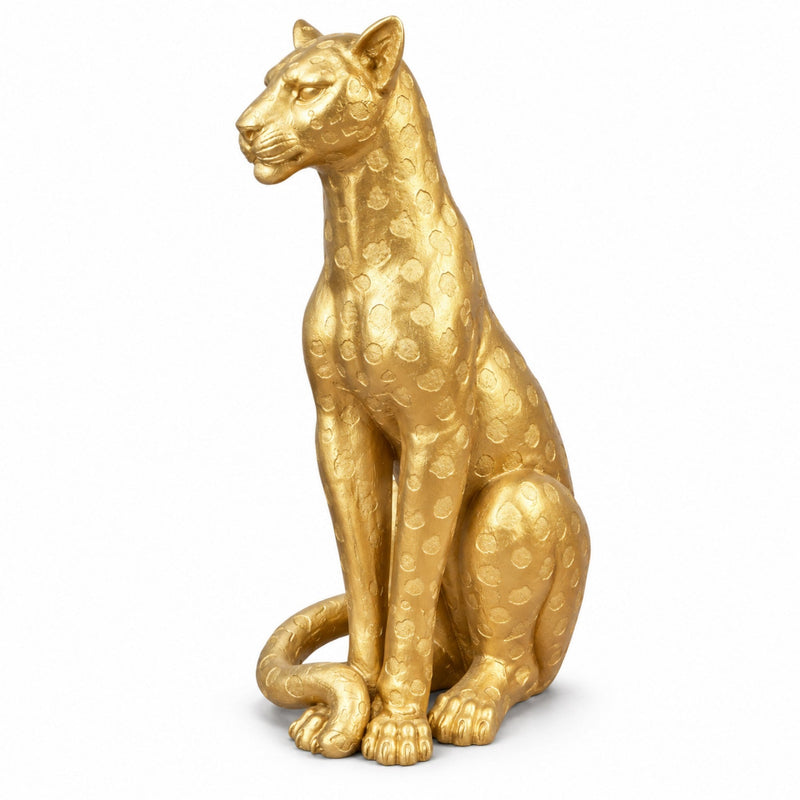 Gold Leopard Statue 33.86 Inch Tall Resin Fiberglass Animal Sculpture for Living Room Entryway Home Decor, photo 7 of 10
