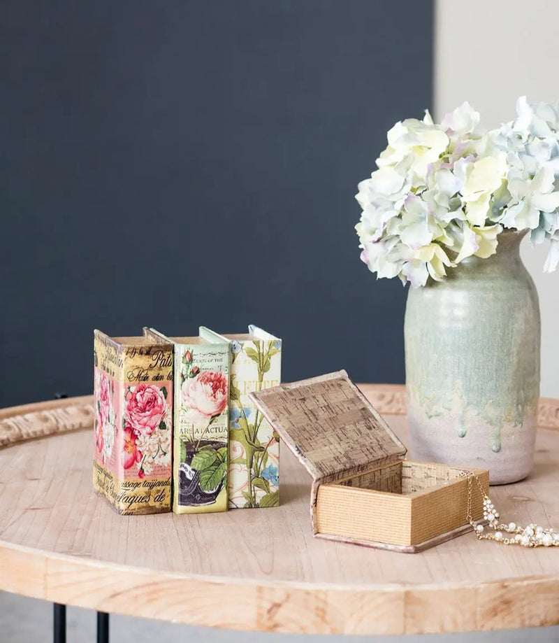 Book Boxes With Birds, Flowers, And Handwriting Design (Set of 4) - Multi by HouseOfZazla