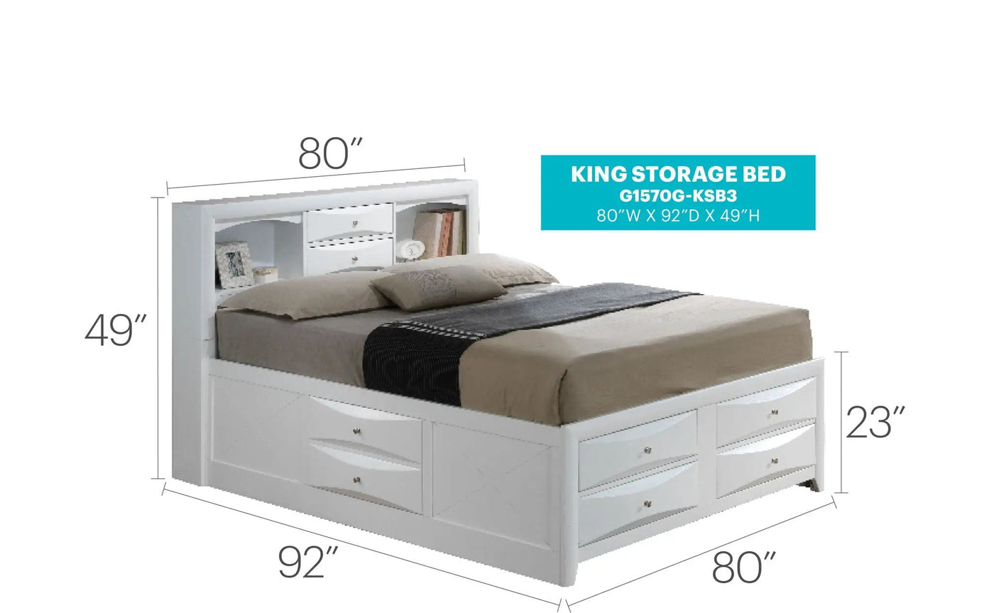 Modern Design Storage Bed With Bookcase Headboard by Unique Piece Furniture