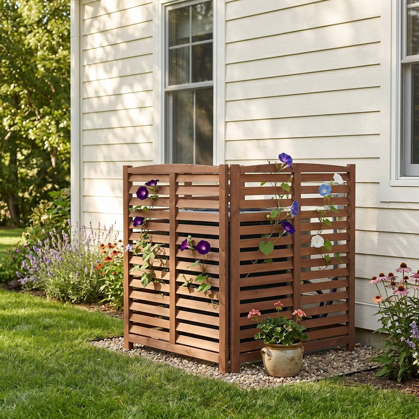 3 Panel Outdoor Wooden Air Conditioner Fence by HouseOfZazla