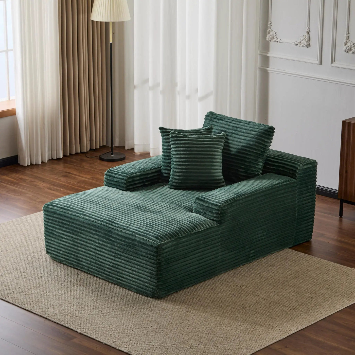 Oversized Chaise Lounge Chair Cozy Cloud Couch With 3 Throw Pillows And Wide Armrest by HouseOfZazla