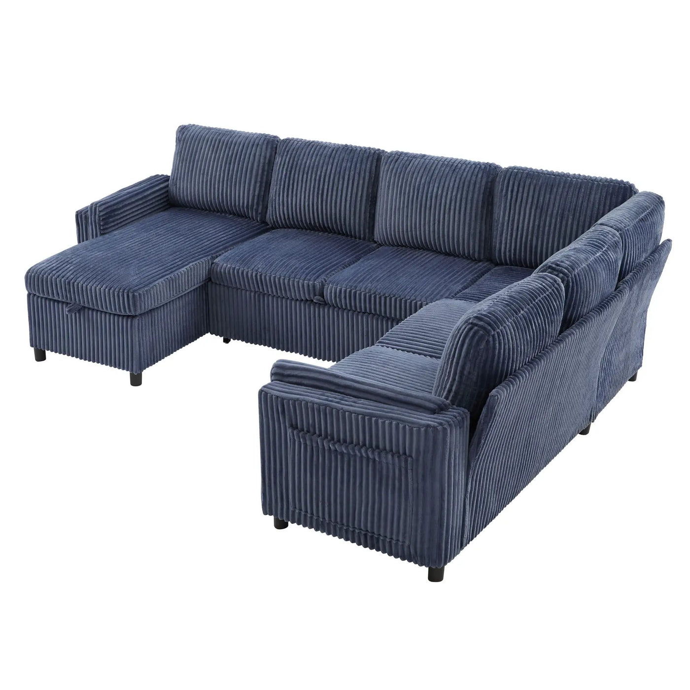 Convertible U-Shaped Sectional Sofa Bed With USB Ports And Storage by HouseOfZazla