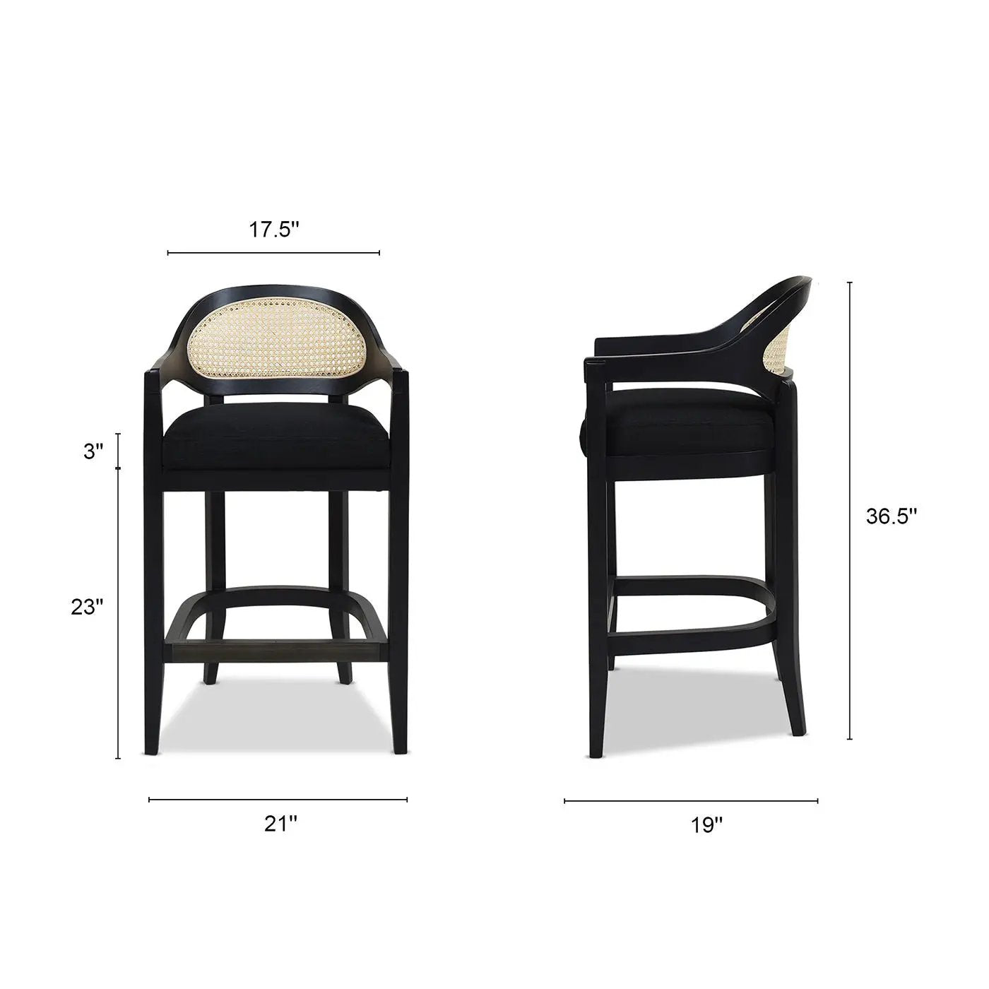 Americana - Mid-Century Modern Cane Back Counter Stool by HouseOfZazla