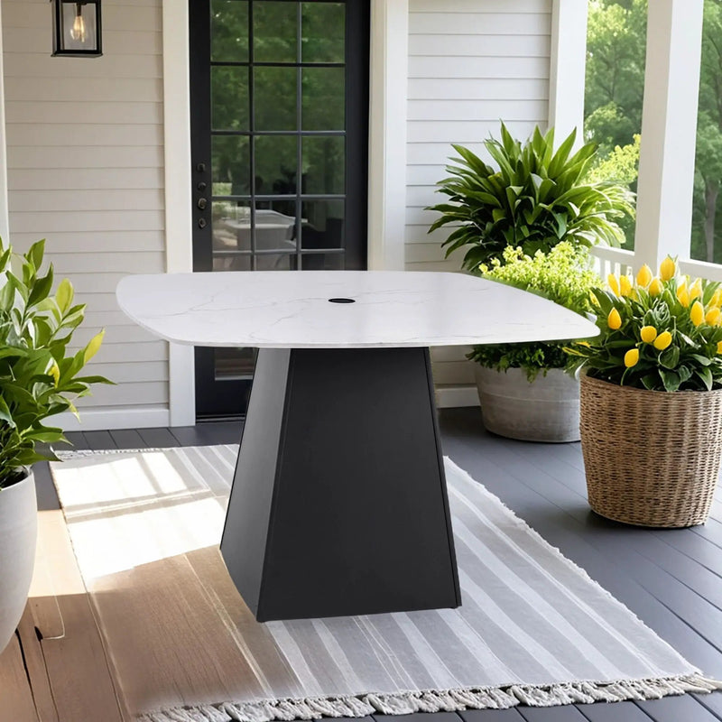 Rounded Square Outdoor Pedestal Dining Table by HouseOfZazla