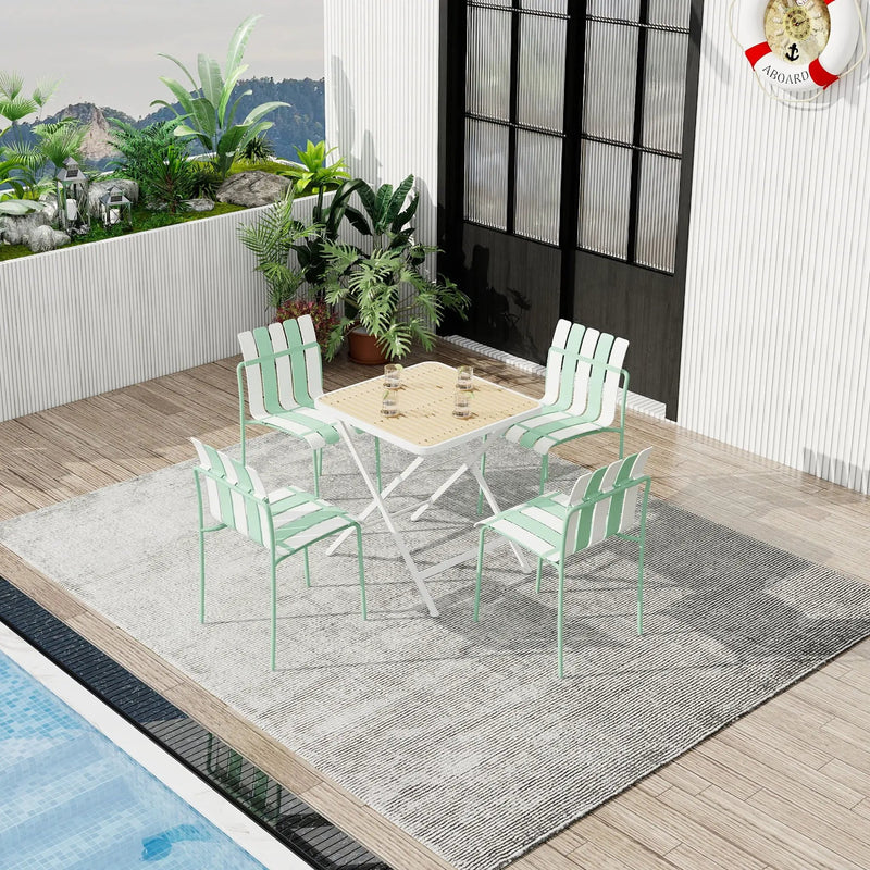 4 Piece Set Of Modern Color Block Designed Single Chairs With Folding Square Table by HouseOfZazla