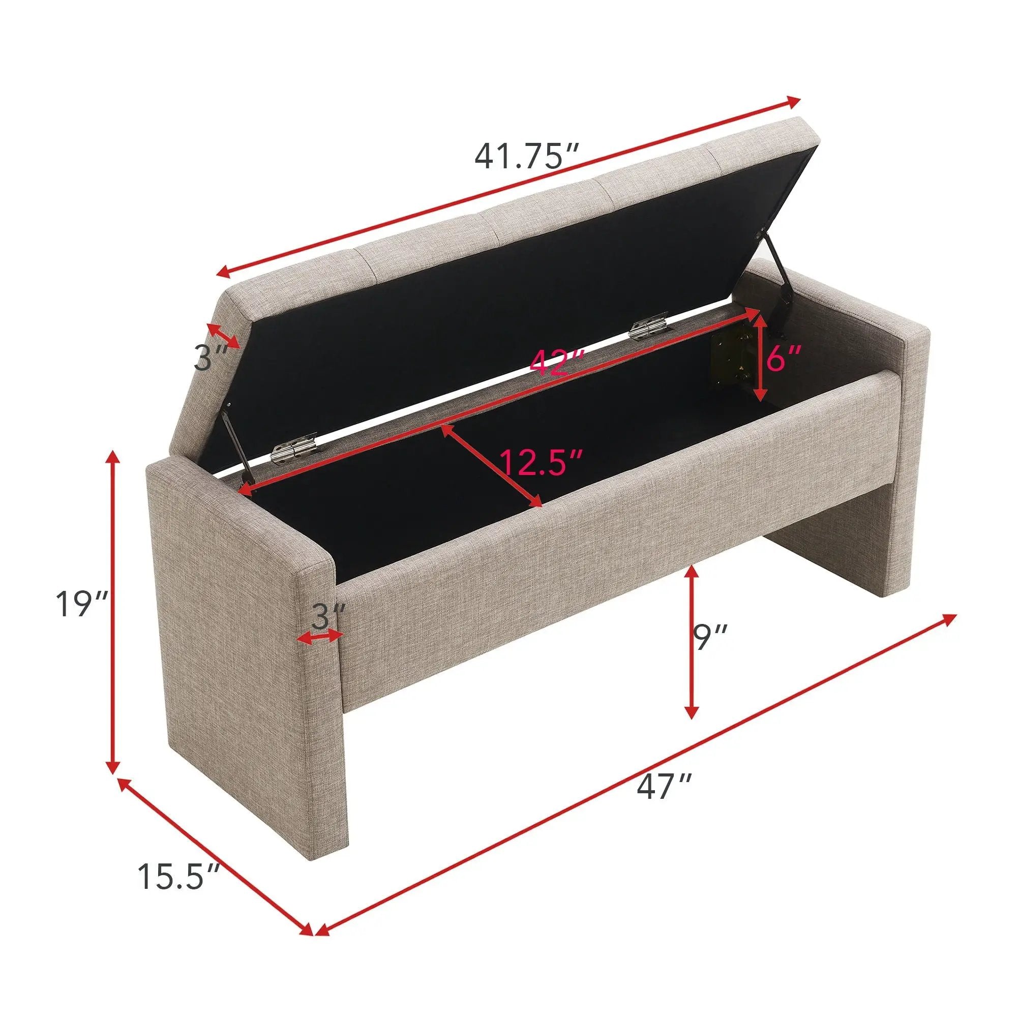 Modern Upholstered Large Bed End Bench With Storage by Unique Piece Furniture