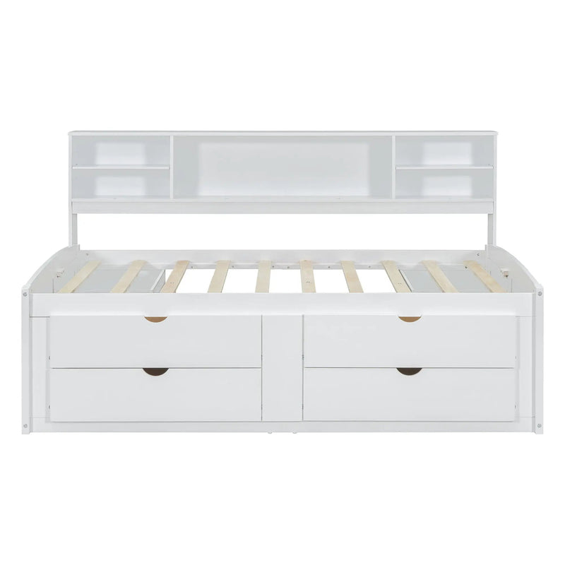 Daybed With 2 Bedside Cabinets, Upper Shelves And 4 Drawers by HouseOfZazla