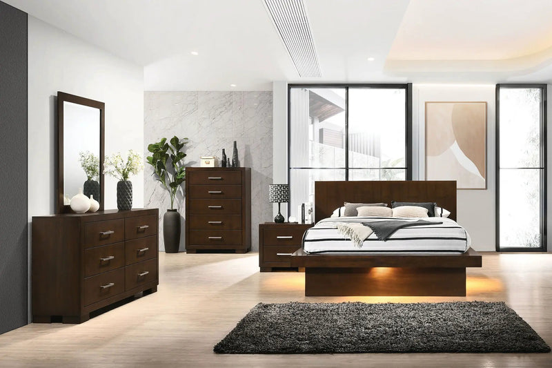 Jessica 5-piece Eastern King LED Bedroom Set Cappuccino by Unique Piece Furniture