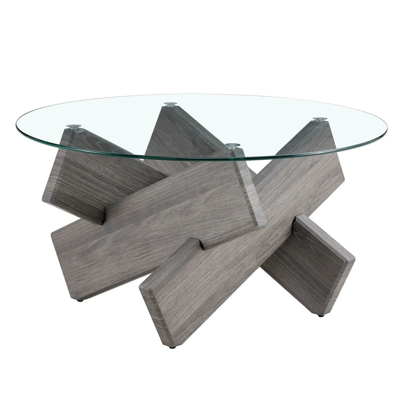 Modern Round Glass Coffee Table With Tempered Glass by HouseOfZazla