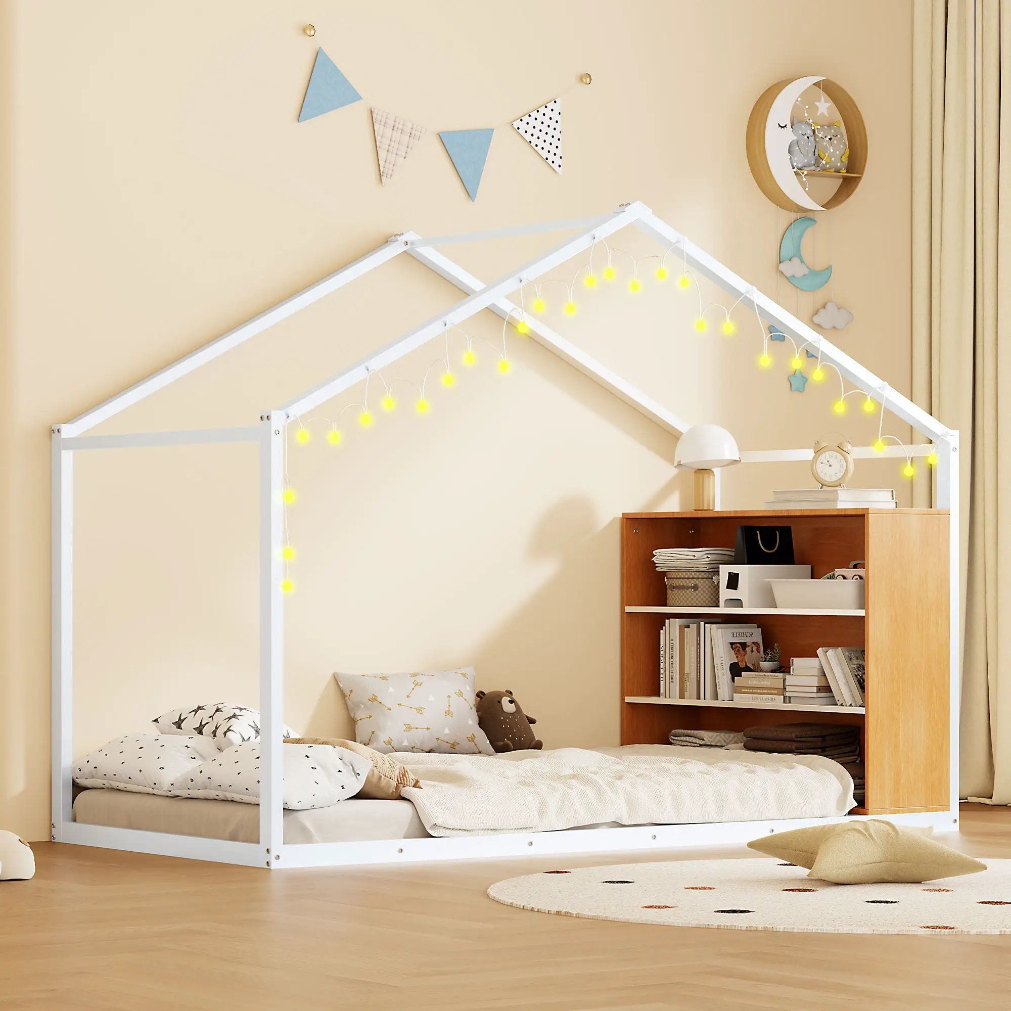 Bed House Frame With Shelves And Lights by HouseOfZazla