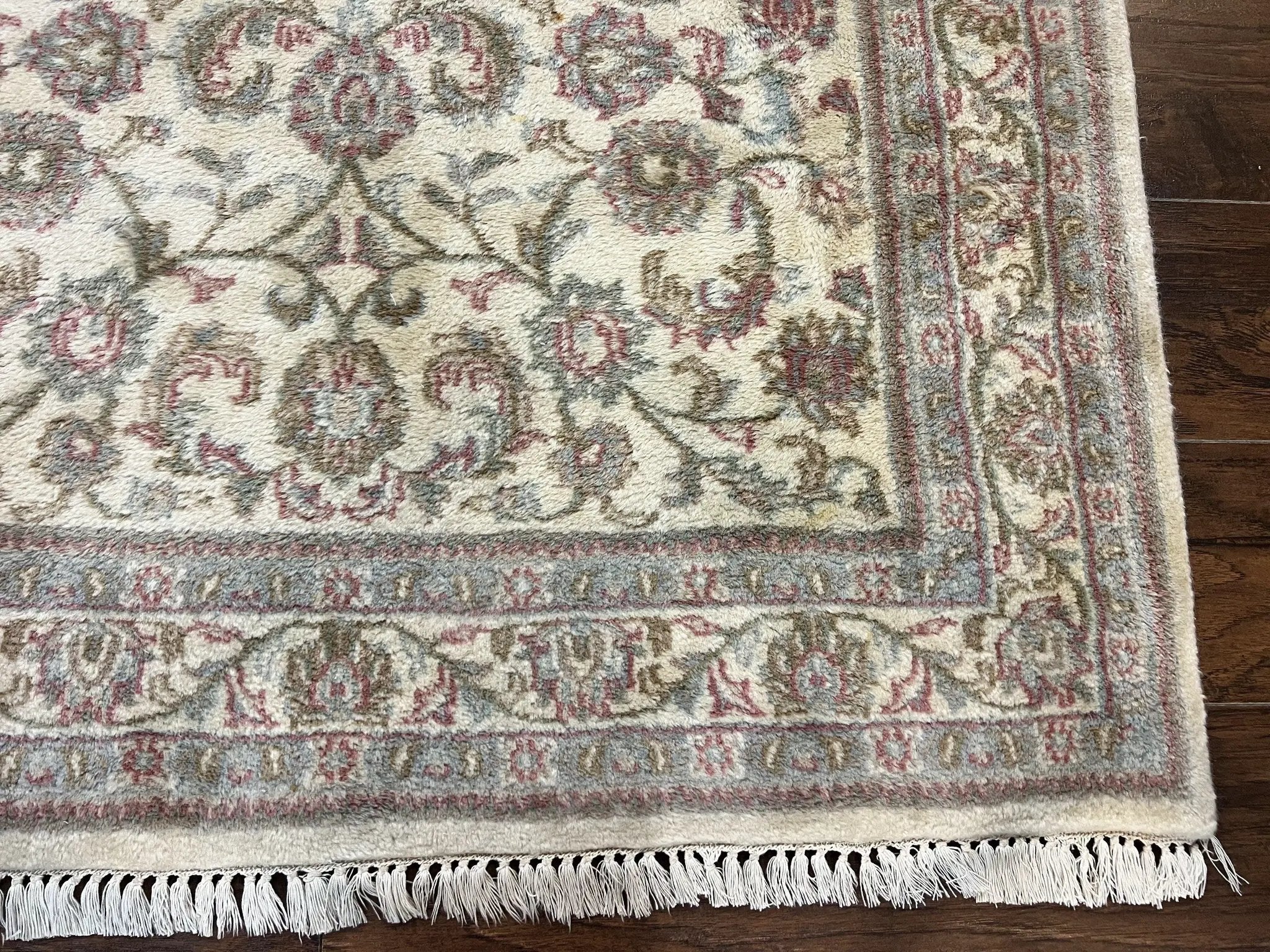Indo Persian Rug 4x6, Vintage Handmade Wool Carpet, Floral Allover Pattern, Beige, Pair A by Jewel Rugs