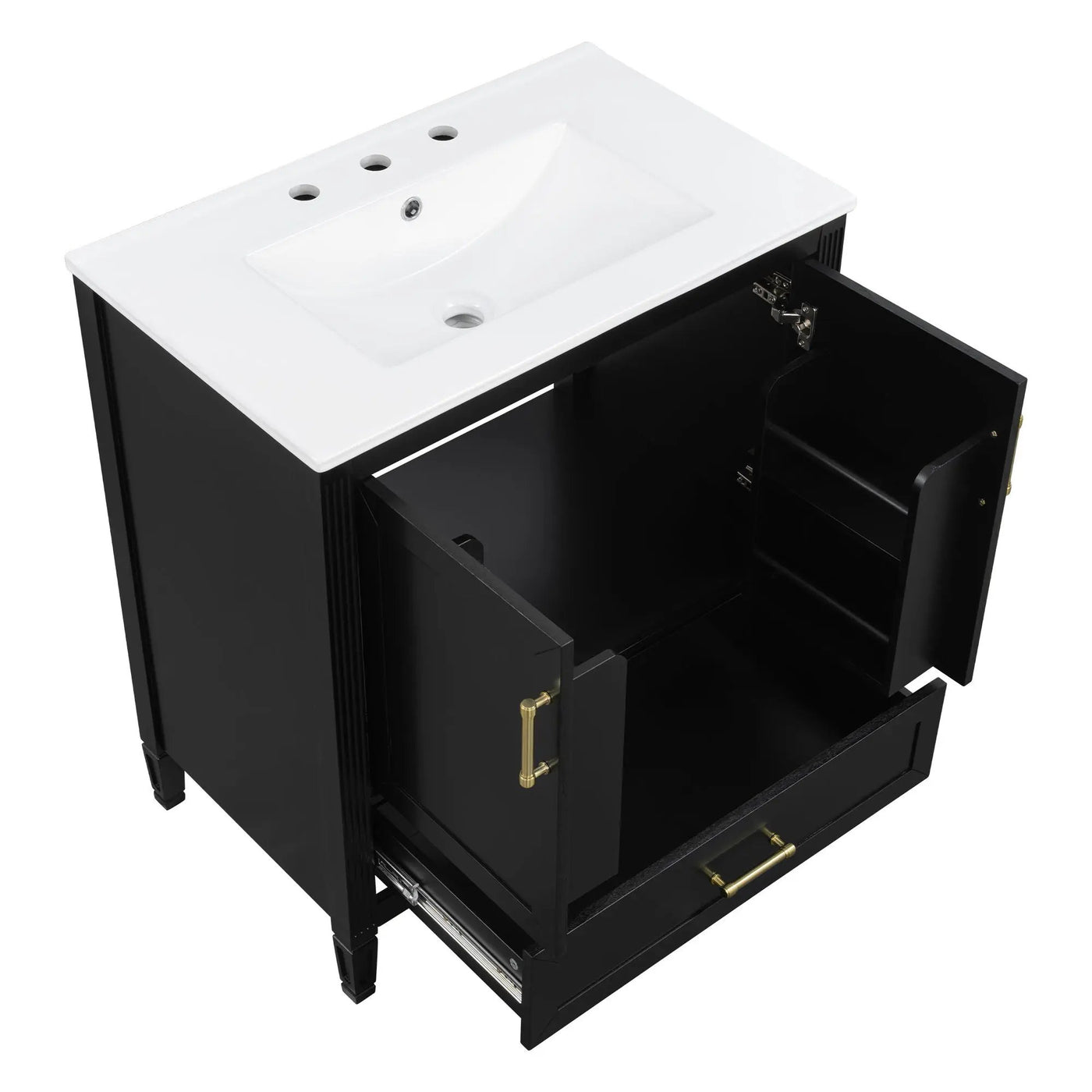 Elegant Fluted Bathroom Vanity With Sink, Soft Close Doors & Drawer by HouseOfZazla