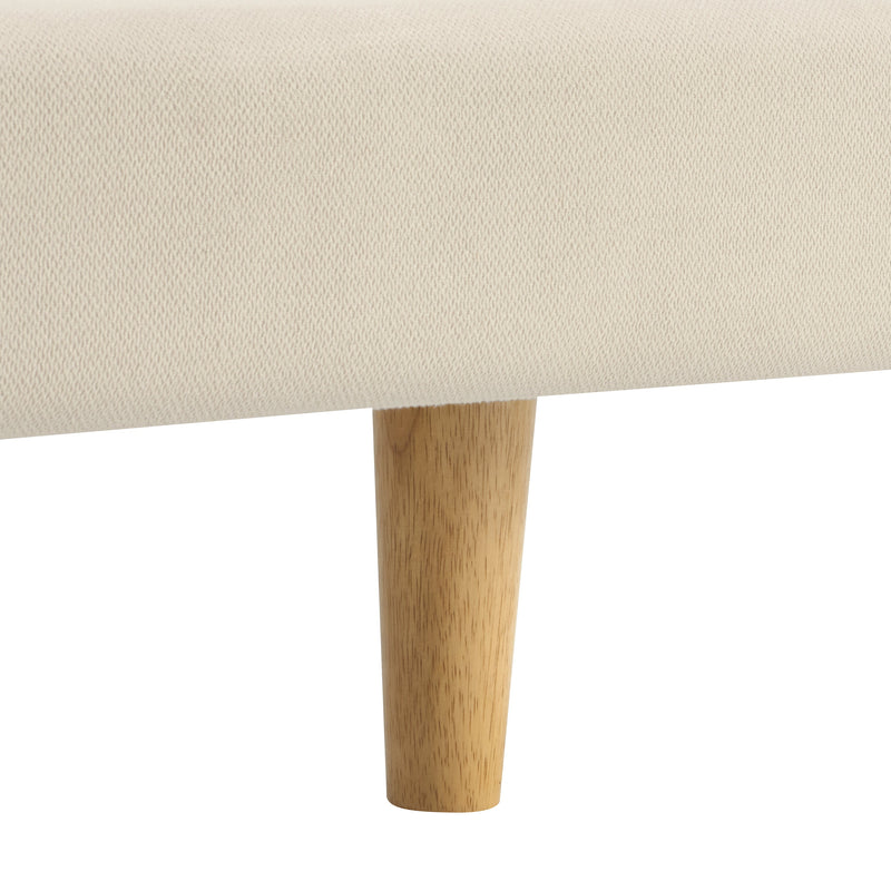 Beige Chunky Headboard Bed Frame with Solid Rubberwood Legs, Cal-King by HouseOfZazla