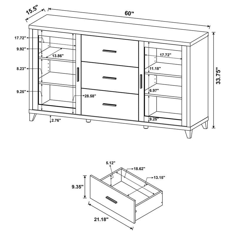 Nyler - 3 Drawer Rectangular TV Console - Cappuccino