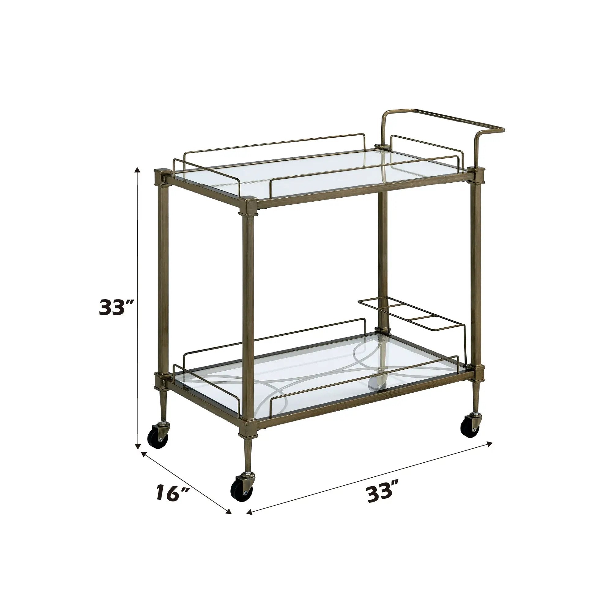 Aditya Mirrored & Antique Brass Finish Serving Cart by HouseOfZazla