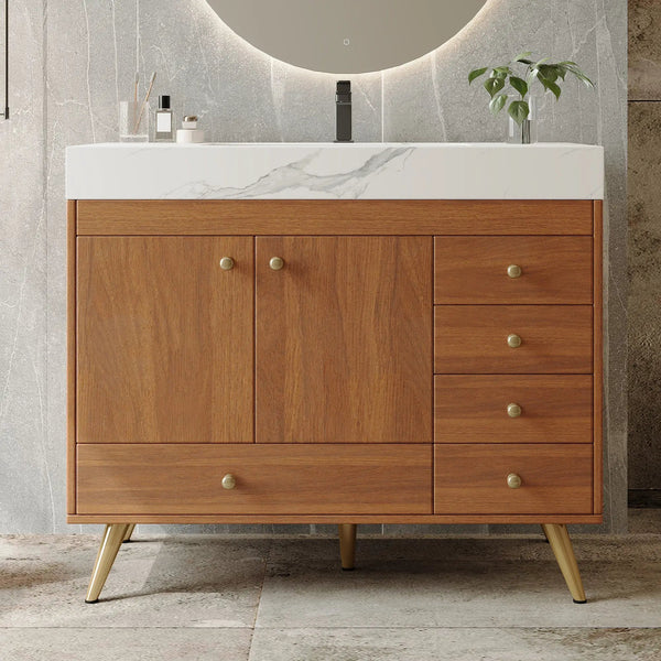36" Freestanding Bathroom Vanity with Faux Marble Top, photo 2 of 10
