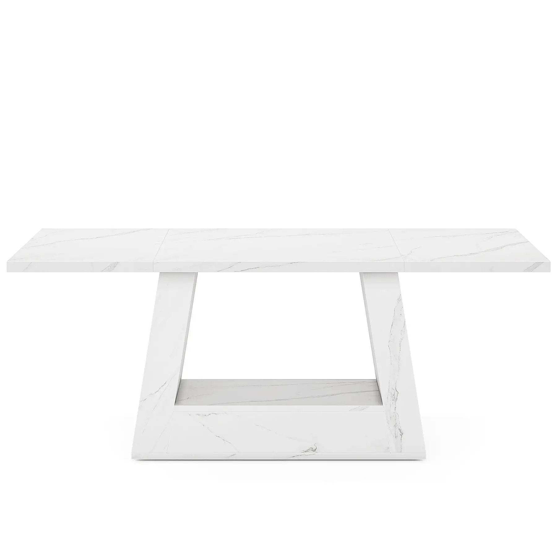 Dining Table For 4 To 6 People, With Trapezoid Base For Dining Room - White