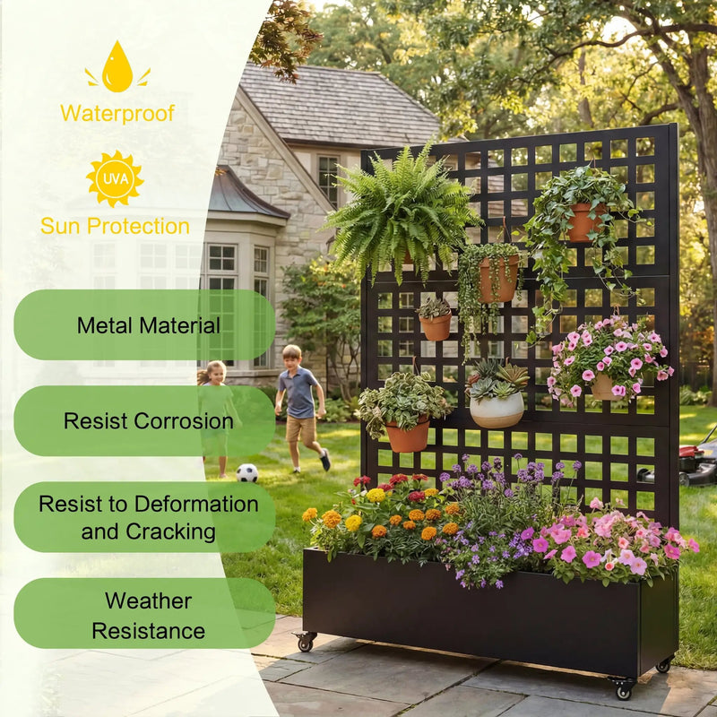 Metal Raised Garden Bed with Wheels and Trellis by HouseOfZazla