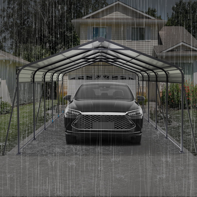 Metal Carport 13 x 26.5 FT with Galvanized Steel Roof - Heavy Duty Outdoor Shelter, photo 4 of 10
