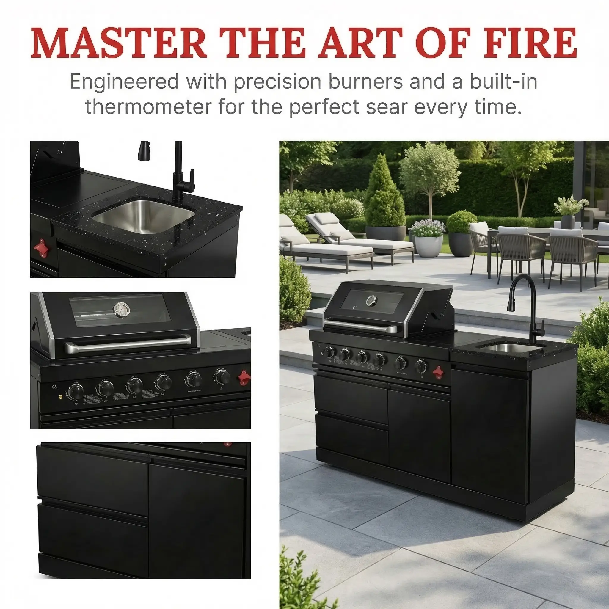 65.4-Inch Deluxe Stainless Steel Propane Gas Outdoor Kitchen Grill by HouseOfZazla