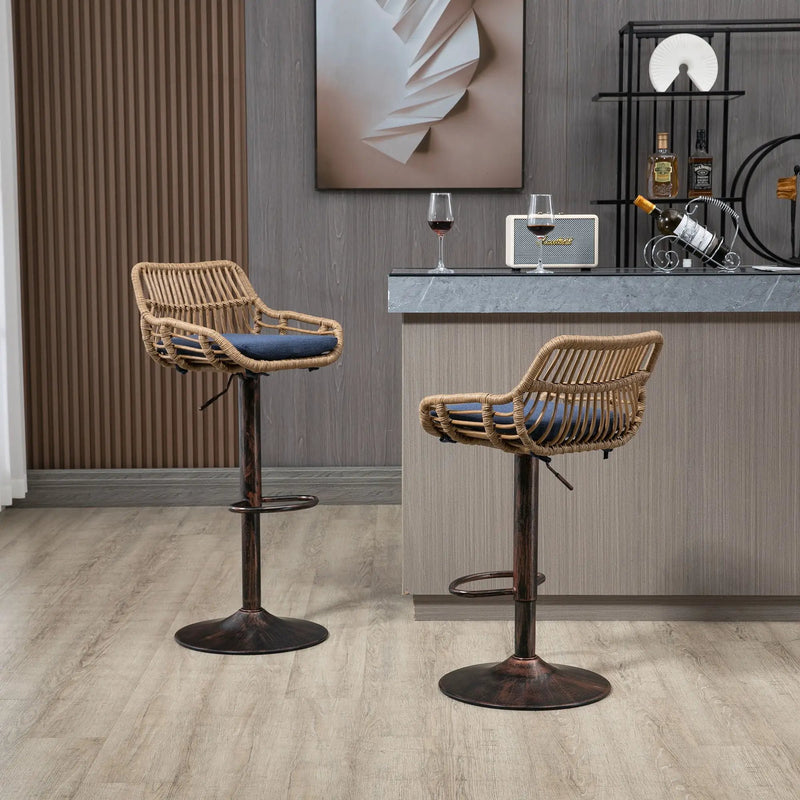 Modern Swivel Bar Stools Adjustable Counter Chairs With Footrest (Set of 2) by HouseOfZazla