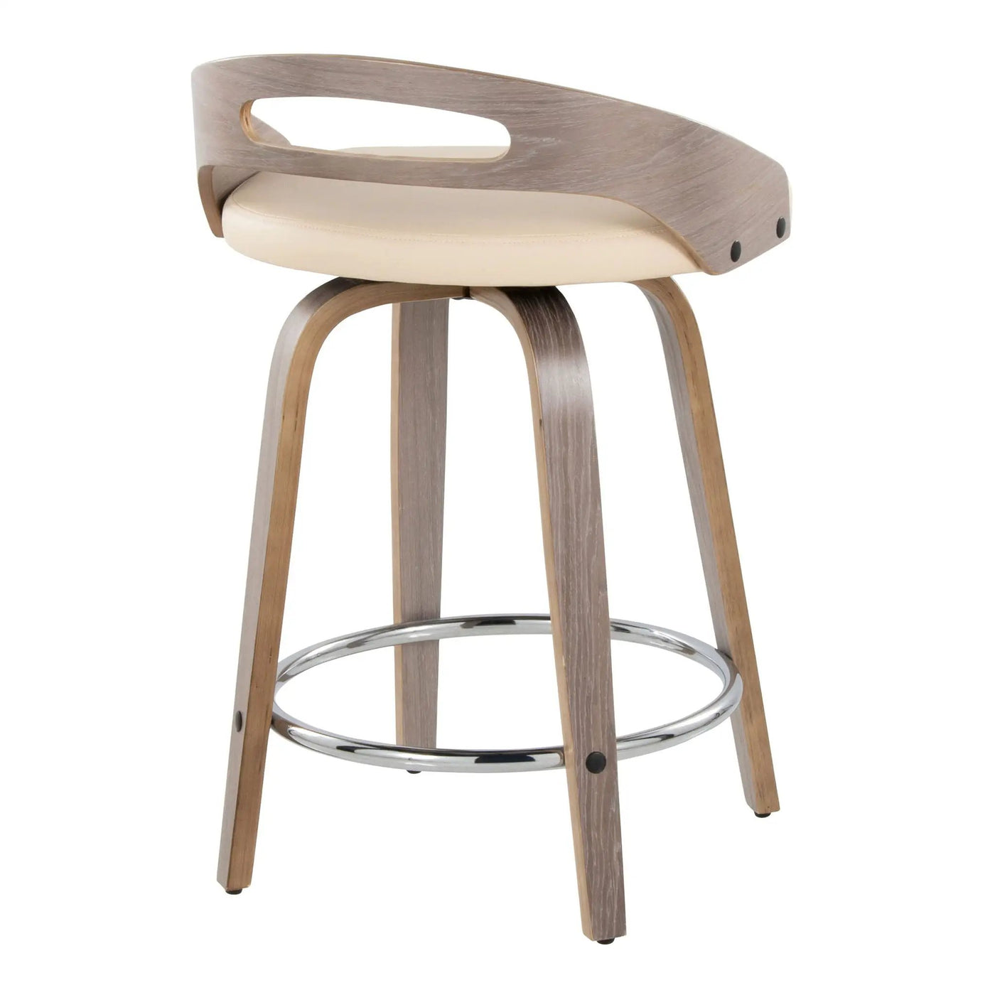 Cassis - Mid Century Modern Fixed Height Counter Stool With Swivel With Round Footrest (Set of 2) by HouseOfZazla