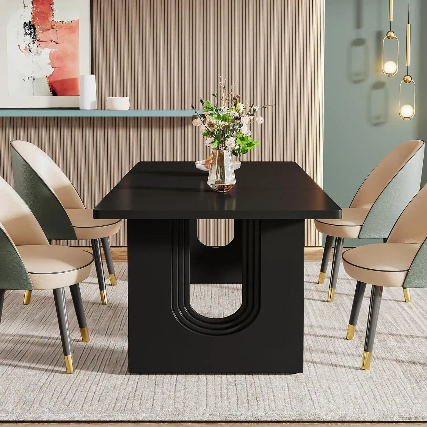 Rectangular Dining Table For 6 - 8 People With Pedestal Base by HouseOfZazla