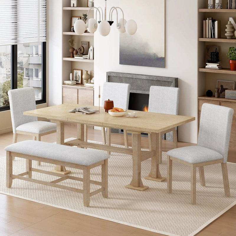 TOPMAX Farmhouse 6-Piece Extendable Dining Table Set by HouseOfZazla