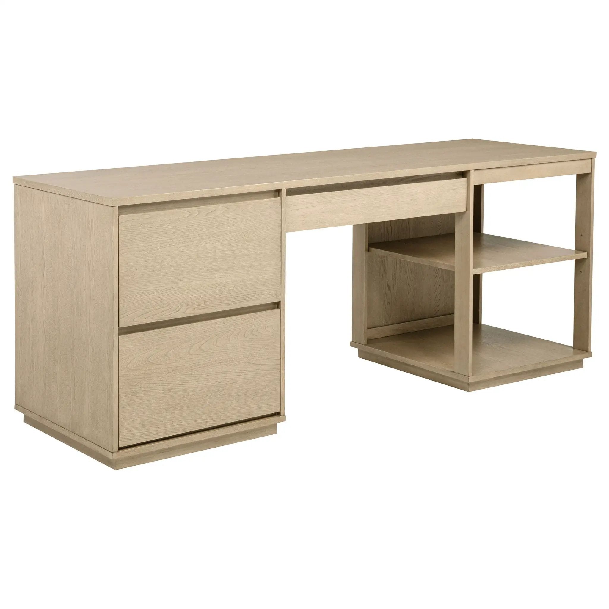 Harkes 75-inch 3-drawer Computer Desk with Adjustable Shelf Light Elm by Unique Piece Furniture