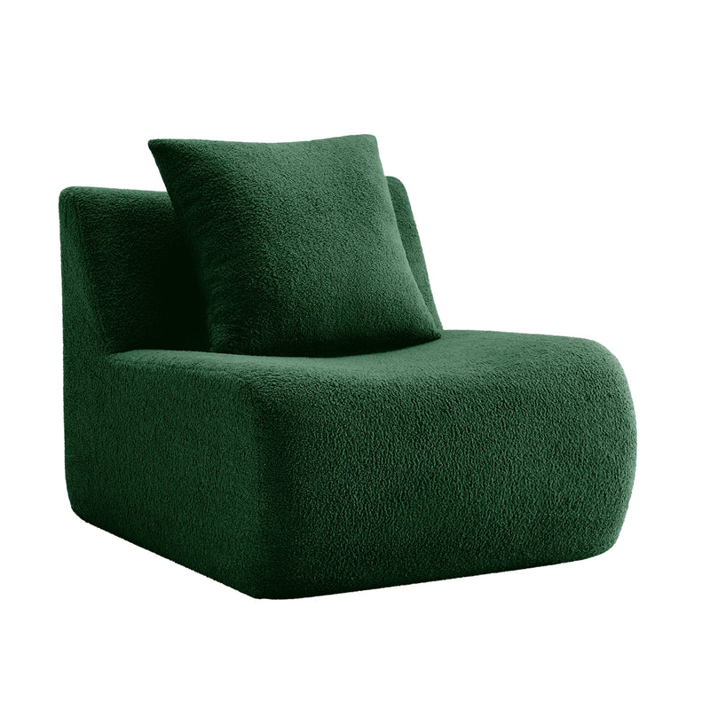 Armless Sofa With Pillow Teddy Fabric - Green by HouseOfZazla