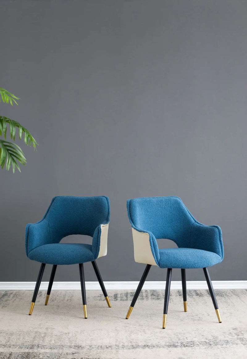 Side Chair, Living Room Bedroom Kitchen Vanity Accent Chair (Set of 2) - Blue by Unique Piece Furniture