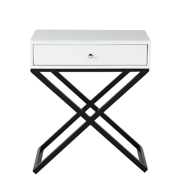 Koda End Side Table Nightstand with Drawer and Cross Base, photo 5 of 12