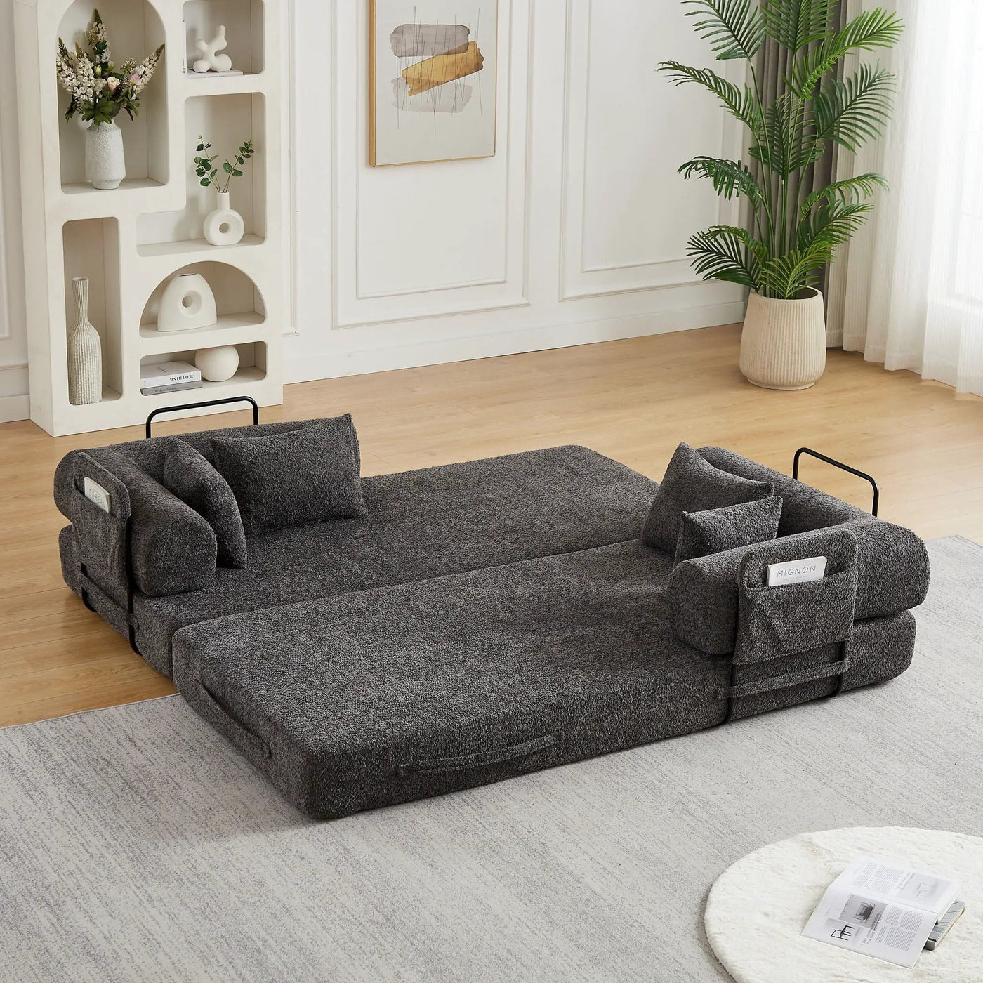 Convertible Sleeper Sofa Bed With Cylindrical Pillow by HouseOfZazla