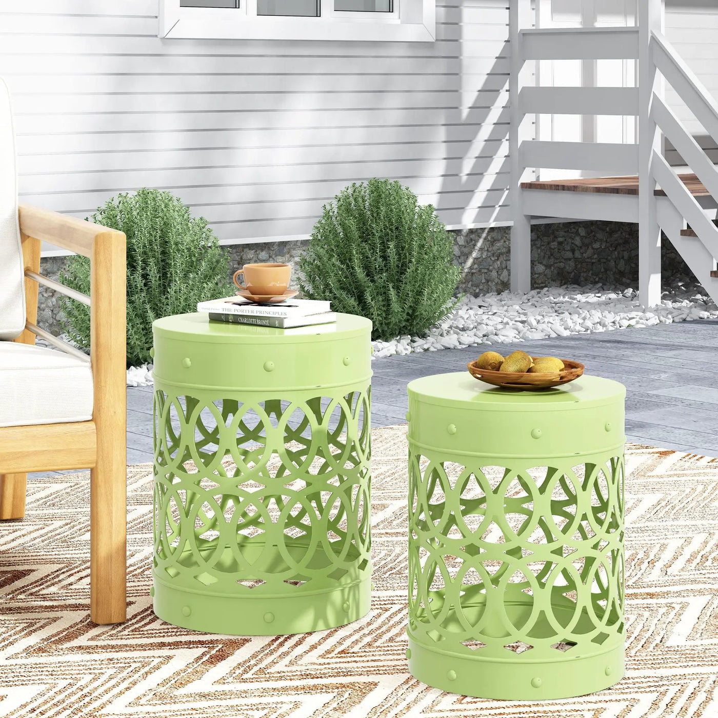 Outdoor Metal Side Table Set of 2 by HouseOfZazla